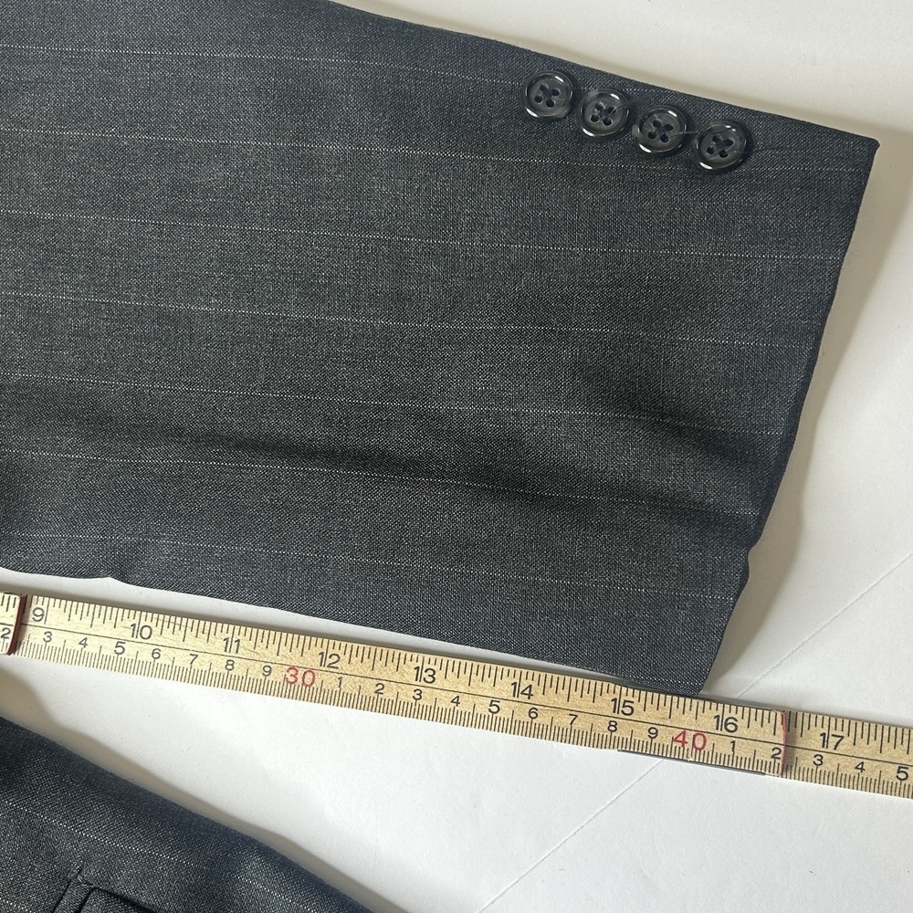 Vintage Burberrys Patrick James Charcoal Pinstripe Wool Suit Jacket Blazer 42L - Picture 14 of 16